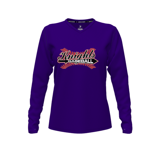 [FTLVCFPP-FYXS-LOGO1] Decker Comfort T-Shirt (Female Youth XS, Purple, V Neck, Logo 1, Long Sleeve)