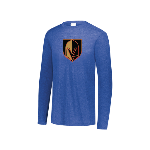 [FTLCUBRY-YS-LOGO3] Decker Youth Tri-Blend T-Shirt - Long Sleeve (Youth S, Royal, Logo 3)