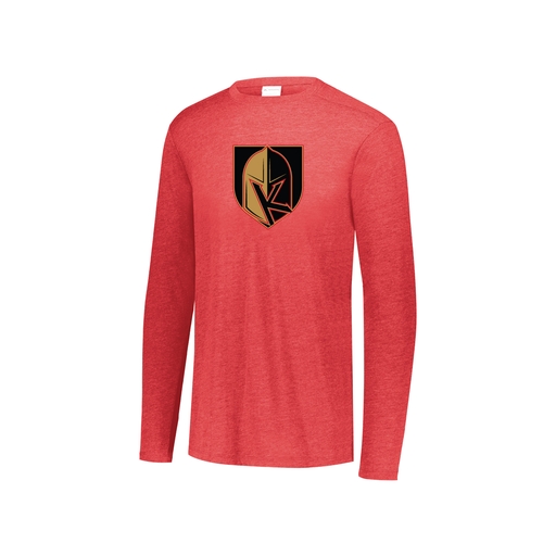 [FTLCUBRD-YS-LOGO3] Decker Youth Tri-Blend T-Shirt - Long Sleeve (Youth S, Red, Logo 3)